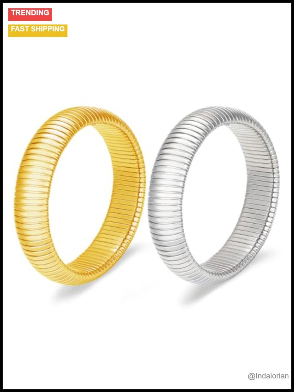 18K Gold Filled Stainless Steel Stretch Snake Chain Bangle Bracelet Set